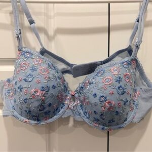La Vie En Rose Light Blue Floral Bra